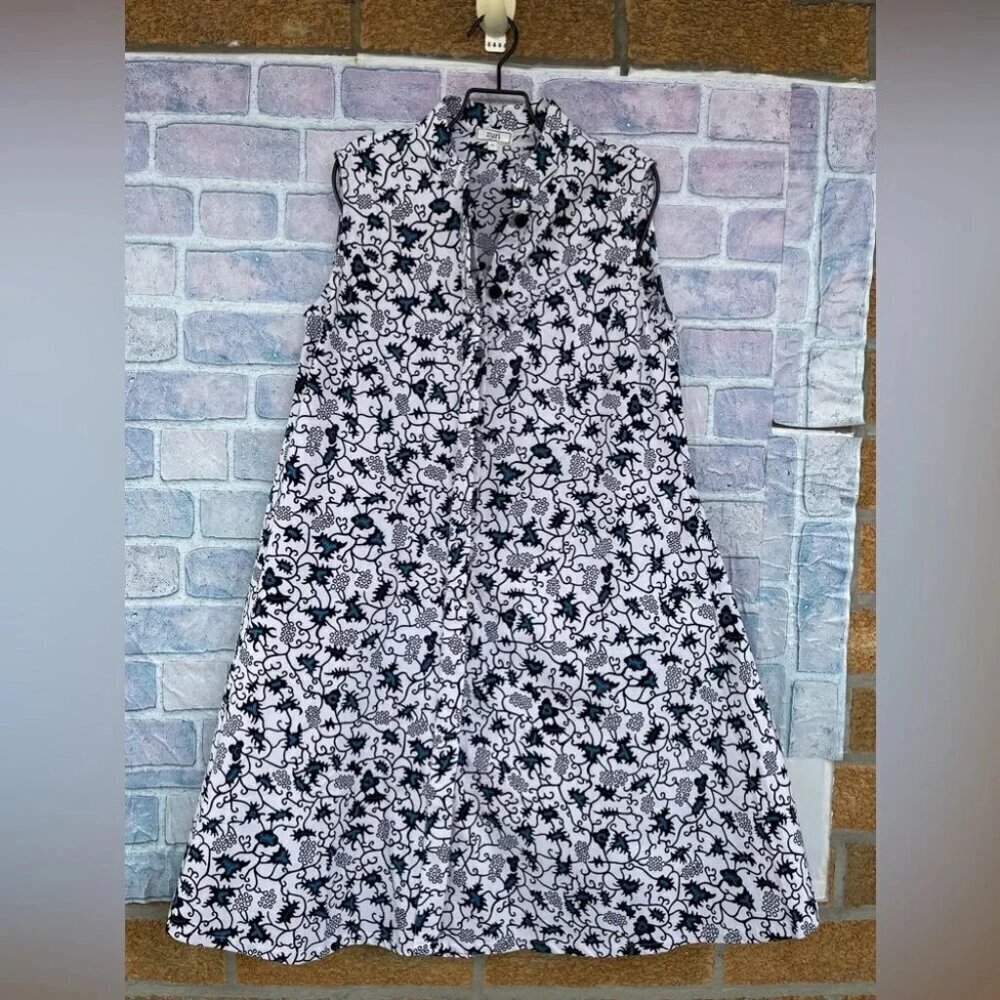 ZURI Kenya Just One Dress in indigo wax print Cotton Button Down Shirtdress XS